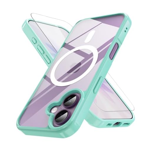PinLiSheng Anti-Yellowing Magnetic for iPhone 17 Case with 1 Screen Protector [Mil-Grade Drop Protection] [Compatible with Magsafe] Shockproof Slim Transparent Protective Phone Case,Clear Green