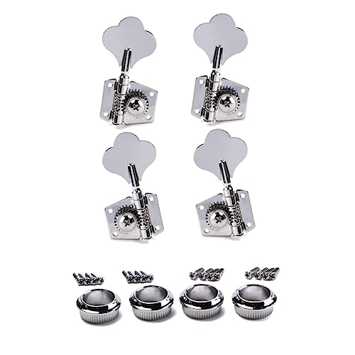 NULYLU Tuning Machine Heads for Bass Guitar 4r Vintage Open Style Bass Tuning Pegs Set with Ferrules and Screws