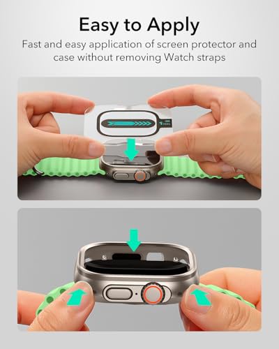 ESR for Apple Watch Ultra 3/2/1 Case with Screen Protector 49mm (2025/2024/2023/2022), Military Grade Protection, Aluminum Alloy Case with 2 Pack Armorite Glass Protector Set, Stay Original, Titanium