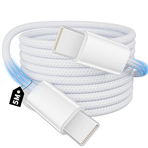 layajia 240W USB C auf USB C Ladekabel 5M PD 3.1 Schnellladekabel USB-C auf USB-C Nylon Geflochten Typ-C Kabel Kompatibel mit iPhone 17/16/15 Pro Max MacBook Pro/Air iPad Galaxy S25 Switch 2