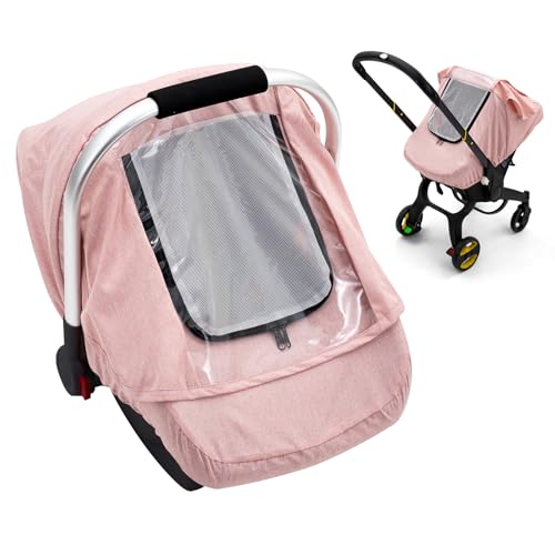 Baby Car Seat Cover Waterproof Carseat Cover with EVA Transparent Window Universal Car Seat Rain Cover with Storage Bag Breathable Baby Carrier Cover for Cold Weather