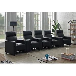 Coastertoohey7piecetheaterseating5rblack Urban Country Home Decor Coaster toohey 7 piece theater seating 5r black urban country home decor