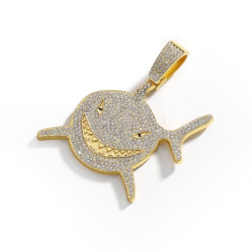 EDINGM Shark Diamond Cuban Link Chain - 18K Gold/Silver Plated Hip Hop Bling Pendant, 13MM Width 20Inch Iced Out Gift for Men (Birthday/Anniversary)3
