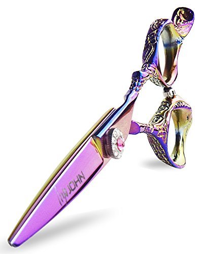 JOHN 6.5 Professional Rainbow Hair Cutting Scissors for Women Japanese Cobalt Steel Razor Sharp Convex Blades Right Hand Barber Shears Leather Case Pack of 1 Unit