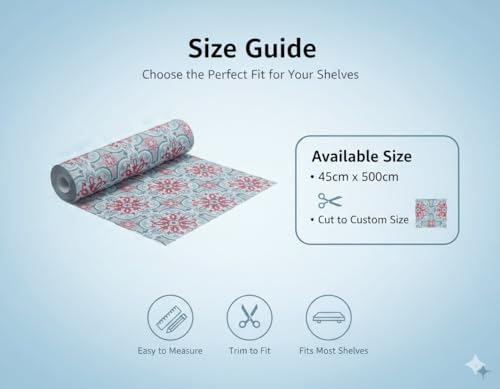 Image of Dribble EVA Shelf Liner Mat 45x500cm Roll, Non Slip Drawer & Cabinet Liner for Kitchen, Waterproof Oilproof Washable Fridge Mat, Anti Skid Cupboard Wardrobe Multipurpose Mat (Red /Green Mandala Art)