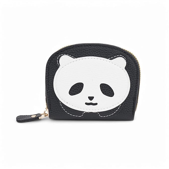 vemilio quality meets affordability VEMILIO Panda Card Holder Wallet with Gold Zipper for Girls & Women | Cute Animal Design | 9 Card Slots & 2 Cash Compartments | Vegan Leather | Compact Mini Travel Purse (White)-picture-51