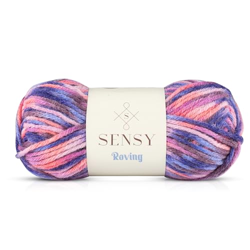 Sensy Roving Multi Color Yarn, 3.5 oz, 132 Yards, Gauge 5 Bulky (Purple Sky)