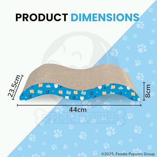 Image of Foodie Puppies 2-in-1 Reversible Cat Scratcher Pad with Catnip for Cats & Kittens, (Breaker) | Durable Corrugated Cardboard Cat Scratch Post for Furniture Protection (44cm x 23.5cm x 8cm)