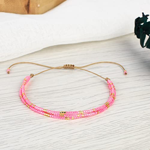 Image of KELITCH Adjustable Multi Strand Bracelets Colorful Miyuki Seed Beads Wrap Bracelets Bangle Women Jewelry