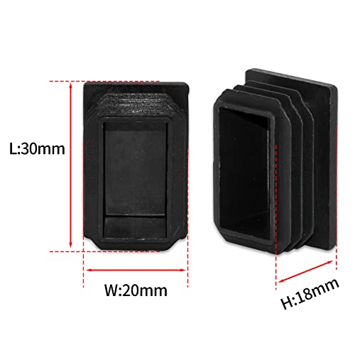 Image of Flyshop Chair Glide Inserts Black 20 x 30 mm 8 Pack | Plastic Plugs, Rectangle Pipe Tubing End Caps, 13 /16 inch x 1-3 /16 inch