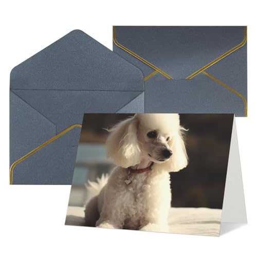 Cartes de vœux caniche français et enveloppes pour anniversaire, mariage et remerciement