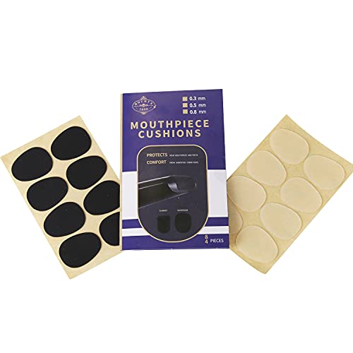Alto/Tenor Saxophone Sax Mouthpiece Cushions Patches Pads,0.3mm Black & Clear (16 pcs), 0.03mm