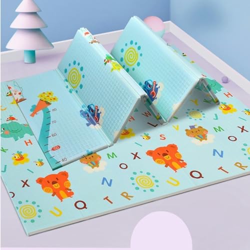 EURCRBU Baby Play Mat Extra Large 180 * 200cm Folding Baby Crawling Mat Reversible Foam Non-slip Suitable for Children Infants Games Indoor and Outdoor Use-Letter Pet