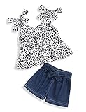 bilison Toddler Baby Girl Clothes Leopard Sling Sleeve Top and Denim Baby Girls Summer Outfits
