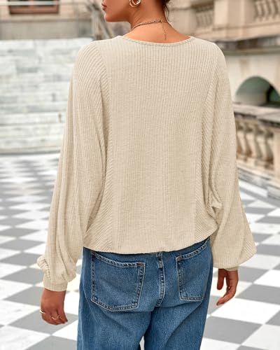 BTFBM Casual Fall Tops for Women 2025 Long Sleeves Solid Shirts Crew Neck Loose Fit Work T Shirt3