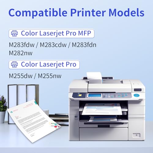 206x toner cartridges 4 pack high yield with chip compatible replacement for hp 206x 206a for color laserjet pro mfp m283fdw m283cdw m283fdn m282nw pro m255dw m255nw m283 m255 printer w2110x w2110a