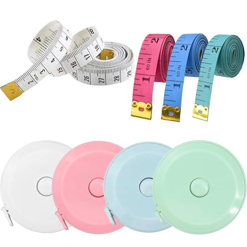 8 Pcs Measuring Tape Body Fabric Measuring Tape for Body Measurement Dual Sided 60 Inch/1.5M Soft Retractable Tailors Masuring Tape for Sewing Dessmakers Clothing for Measure Length Chest Waist