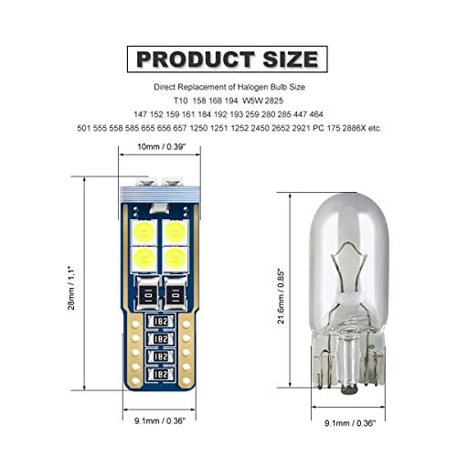 Bombillas LED T10 blancas para auto pack de 10 miniatura 2
