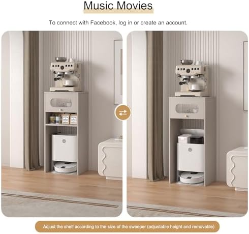 Robot Vacuum Stand Cabinet, Freestanding Wood Rack for Self-Emptying Sweeper, Space-Saving Organizer for Bedroom, Hallway & Entryway, Stylish Home Storage Solution