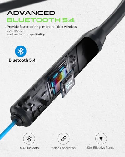 Image of MIPEACE Bluetooth Earplug Headphones, Neckband Wireless Earbuds earplugs-29db Noise Reduction isolating in-Ear earplug Earphones with Controls,IPX6 sweatproof,20+Hour Battery (Blue Green)