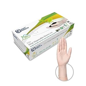 Safe Health Biomass Eco-Friendly Vinyl Disposable Gloves, USDA Certified Biobased Product, Latex Free, Powder Free, Clear, Box of 100, Medium, 3 mil