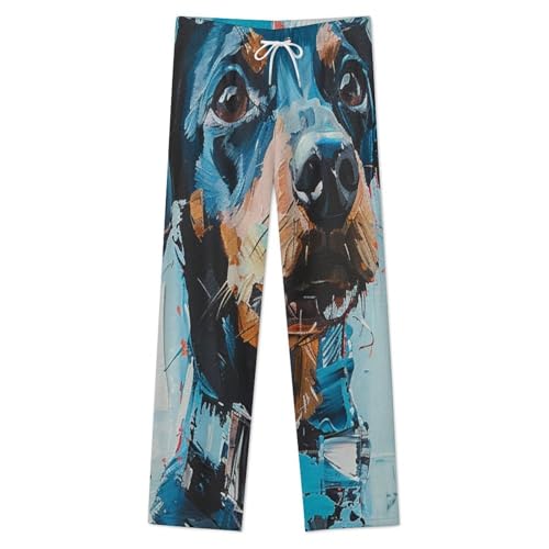 Dachshund Dog Print BlueMen's Winter Loose-fitting Trousers for Indoor And Outdoor Use3
