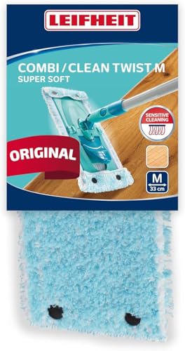 Leifheit Wischbezug CLEAN TWIST M super soft für sensible Böden, Bodenwischer Ersatzbezug mit Spezialfasern, Wischer Ersatzbezug für minimale Wasseraufnahme,ideal für Parkett,Laminat und Kork,Original