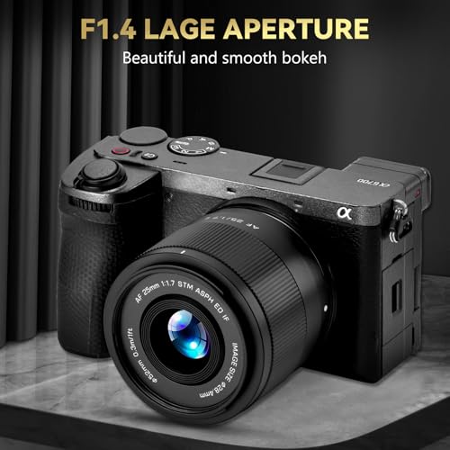 VILTROX 25mm f/1.7 APS-C Prime Lens for Sony E-Mount Compatible with Sony a6600, a6700, ZV-E10, A7C, A7II, A7III, A7RII/III/IV/V, A7SIII, FX30, FX3, A9, ZV-E1, A7CR