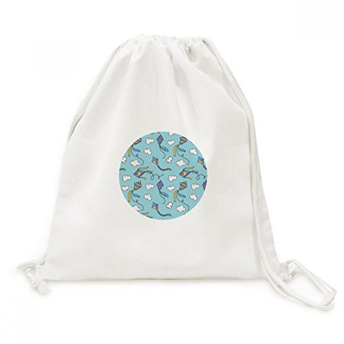 Sacs drawstring backpack voyage cerf-volant en toile peinte