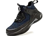 IYVW Safety 063 Sicherheitsschuhe Herren Damen S3 Hoch Wasserdicht Arbeitsschuhe Winter Warm Gefüttert Sicherheitsstiefel mit Stahlk Blau 44.5 EU