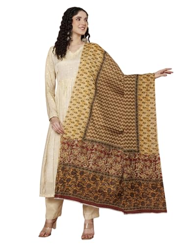 Image of Women's Striped Pattern Pure Cotton Jaipuri Printed Dupatta Lightweight Soft Comfortable Traditional Design