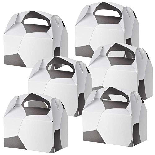 ArtCreativity Soccer Treat Boxes, Pack of 12 Soccer Goodie Bags, Sports Themed Birthday Party Favors, Team Gifts Snack Bag, Cardboard Gift Box Treat Bags with Handles for Candy, Cookies, and Toys