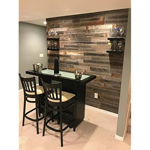 Rockin' Wood Real Wood Nail Up Application Rustic Reclaimed Naturally Weathered Barn Wood Accent Paneling Board Planks for Home Walls (104 Square feet)