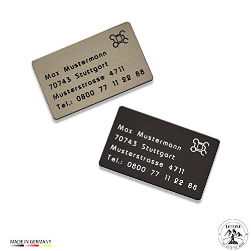 Preisvergleich Produktbild Raftsman Drohnenkennzeichen / Adressschild / Fluggerätekennzeichnung / Quadrocopterkennzeichnung aus eloxiertem Aluminium inkl. individuller CNC Gravur und doppelseitigem Klebeband (Bronze Hell)