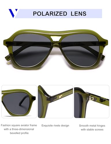 VANLINKER Retro 70s Square Aviator Sunglasses Womens Men Trendy Polarized Vintage Shades VL97683