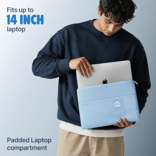Image of uppercase Hashtag 14 Inch Laptop Sleeve Padded Compartment Protective Case Slim Lightweight Water-Resistant Zipper Closure for Office Travel Daily Use (Blue)