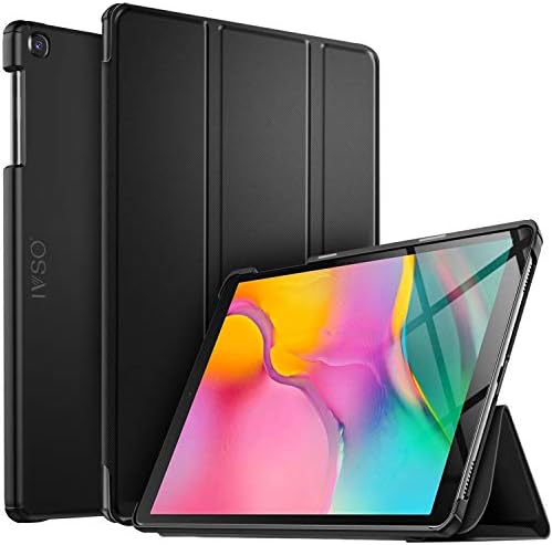 IVSO Case for Samsung Galaxy Tab A 10.1 2019, Ultra Lightweight Protective Slim Smart Cover Case for Samsung Galaxy Tab A 10.1 Inch SM-T510,SM-T515 2019 Release Tablet (Black)