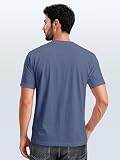 Neverless® Herren T-Shirt Frontprint Line-Art Berge Wandern Natur Outdoor Fashion Streetstyle Denim-Blue M