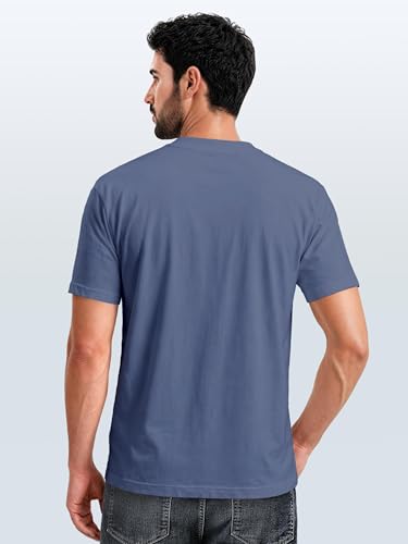 Neverless® Herren T-Shirt Frontprint Line-Art Berge Wandern Natur Outdoor Fashion Streetstyle Denim-Blue M