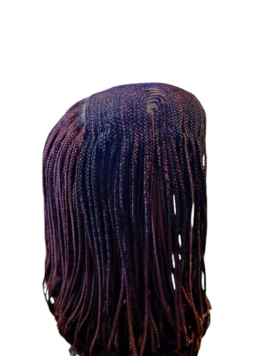 Perruque longue tricotée mèches brunes cheveux synthétiques lisses