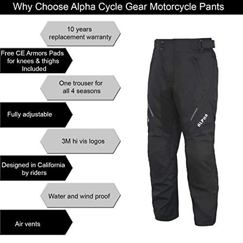 Alpha Cycle Gear MOTORCYCLE PANT -324 All Season Motorcycle Pants Men Motocross Offroad Overpants Touring Adventure Dual Enduro Waterproof Ce Armor thumb #2