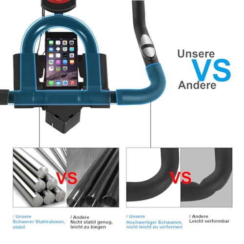 Foto von Fitnessclub Heimtrainer Fahrrad Fitnessbikes mit 12KG Schwungrad, Indoor Cycling Bike mit einstellbarem Widerstand, Fitnessbike mit Herzfrequenzsensoren, LCD und Getränkehalter inkl. Wasserflasche