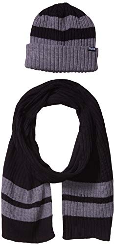 PUMA Men's Evercat Beanie and Scarf Set, Black, One Size