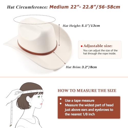 Image of DRESHOW Cowboy Hat for Women and Men Wide Brim Western Cowboy Cowgirl Hat with Belt Buckle Unisex Rolled up Caps