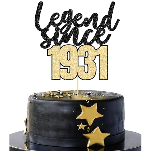 Gyufise 1 pz Legend Since 1931 Cake Topper Glitter Novantacinque Happy 95th Birthday Cake Pick Cheers to 95 Years Cake Decoration for 95th Birthday Wedding Anniversary Party Decoration Supplies