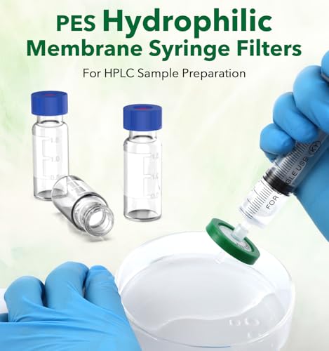 Image of FOUR E'S SCIENTIFIC 50 Pack Syringe Filter, Sterile PES Syringe Filter 0.22 μm Pore Size, 25 mm Membrane Diameter, Syringe Lab Filter