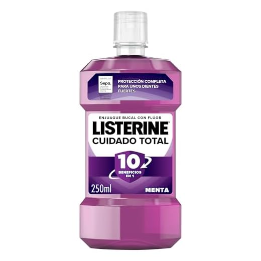Listerine Cuidado Total (1x250 ml), enjuague bucal con alcohol, colutorio encías con 10 beneficios en 1, elixir bucal con 12 h de protección, para unos dientes blancos