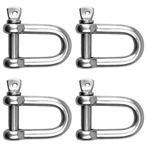 DEHUA 4PCS D Shackle, Heavy-Duty 304 Stainless Steel D Ring, Durable M8 D-Type Load-Bearing Hook Ring, Used for Towing/Installation/Camping/Climbing/Outdoor Sports/Hiking/Travel Cover
