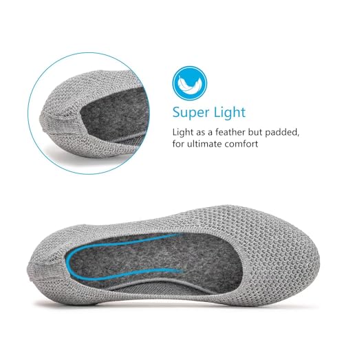 Image of Frank Mully Women's Ballet Flat Shoes Knit Dress Shoes Round Toe Slip On Ballerina Flats for Woman Low Wedge Comfort Soft