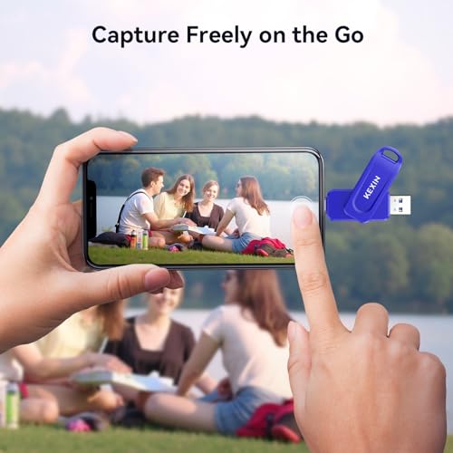 Image of KEXIN Dual 128GB USB 3.0 Flash Drive Pen Drive 110MB /s Swivel USB-A & Type-C Memory Stick for Smartphone Tablet iPhone 15 /16 /17 Car Game Console, Blue